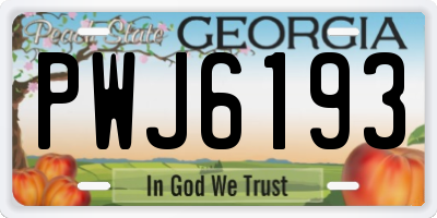 GA license plate PWJ6193