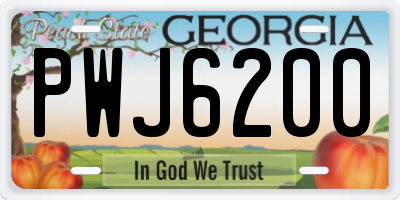 GA license plate PWJ6200