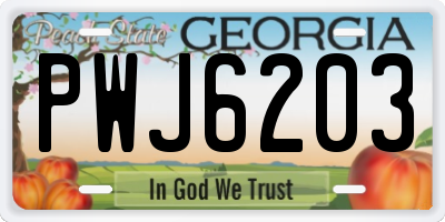 GA license plate PWJ6203