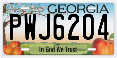 GA license plate PWJ6204