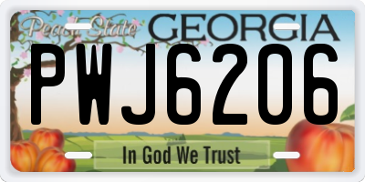 GA license plate PWJ6206