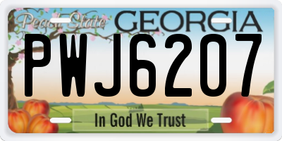 GA license plate PWJ6207