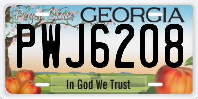 GA license plate PWJ6208
