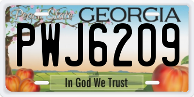 GA license plate PWJ6209