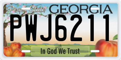 GA license plate PWJ6211