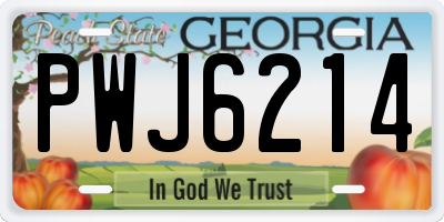 GA license plate PWJ6214