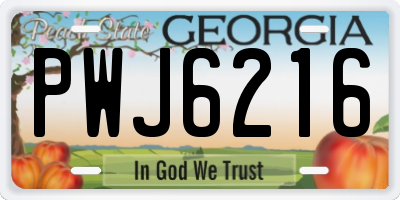 GA license plate PWJ6216