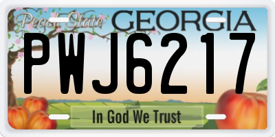 GA license plate PWJ6217