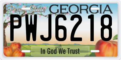 GA license plate PWJ6218