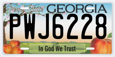 GA license plate PWJ6228