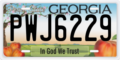 GA license plate PWJ6229