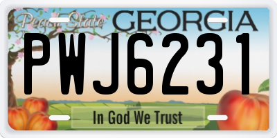 GA license plate PWJ6231
