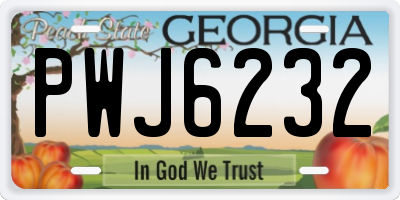 GA license plate PWJ6232