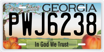 GA license plate PWJ6238