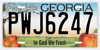 GA license plate PWJ6247