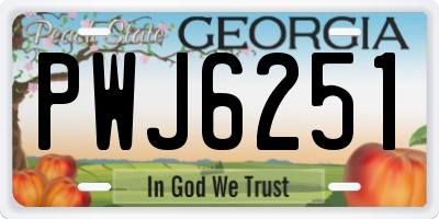 GA license plate PWJ6251