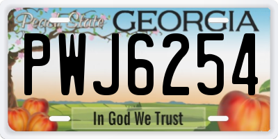 GA license plate PWJ6254