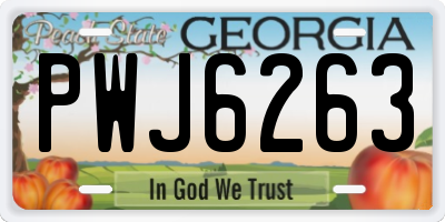 GA license plate PWJ6263