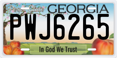 GA license plate PWJ6265