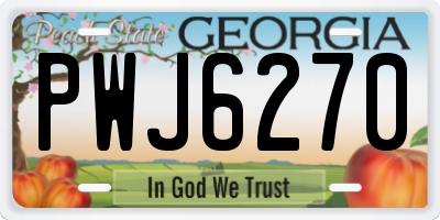 GA license plate PWJ6270