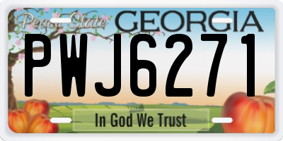 GA license plate PWJ6271