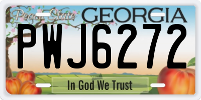 GA license plate PWJ6272