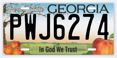 GA license plate PWJ6274