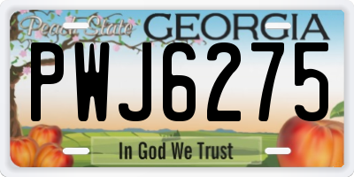 GA license plate PWJ6275