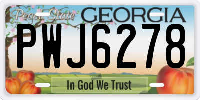 GA license plate PWJ6278