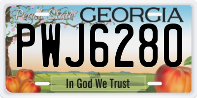 GA license plate PWJ6280