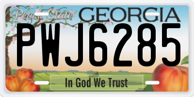GA license plate PWJ6285