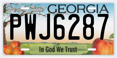 GA license plate PWJ6287