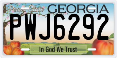 GA license plate PWJ6292