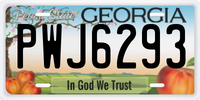 GA license plate PWJ6293