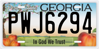GA license plate PWJ6294
