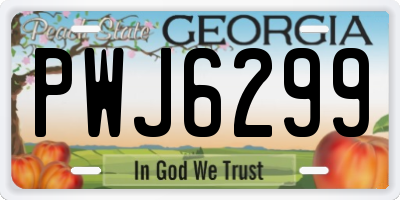 GA license plate PWJ6299