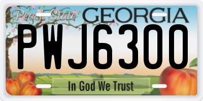 GA license plate PWJ6300