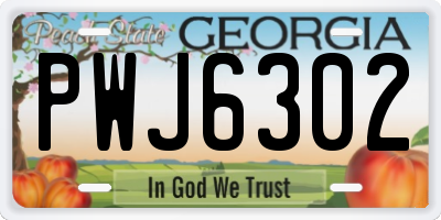GA license plate PWJ6302