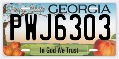 GA license plate PWJ6303