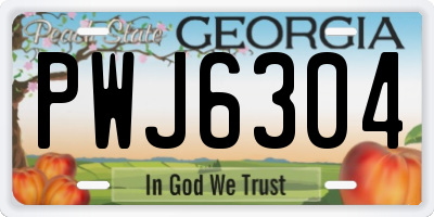 GA license plate PWJ6304