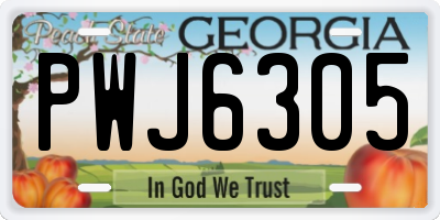 GA license plate PWJ6305
