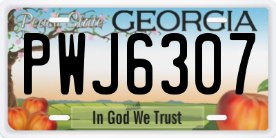 GA license plate PWJ6307