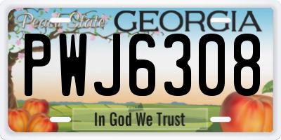 GA license plate PWJ6308