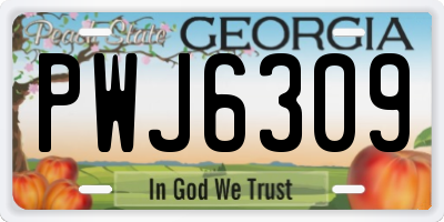 GA license plate PWJ6309