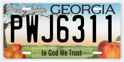 GA license plate PWJ6311