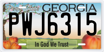 GA license plate PWJ6315