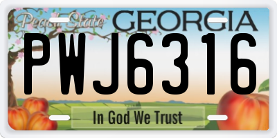 GA license plate PWJ6316