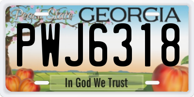 GA license plate PWJ6318