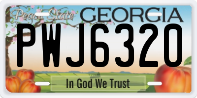 GA license plate PWJ6320