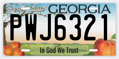 GA license plate PWJ6321